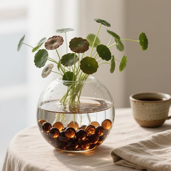 2.16LB Glass Beads Vase Filler Aquarium Gravel Decor Flat Glass Marbles Gems Pebbles Fish Tank Rocks Home Decorative Art Craft - Amber-PawvioPets