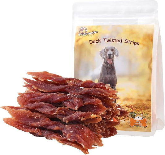 Duck Jerky Dog Treats, Natural Healthy Duck Twisted Strips with 1% Taurine, High Protain Low Fat Dog Training Rewards Treats for Small Medium Large Breeds, 10.6 oz-PawvioPets