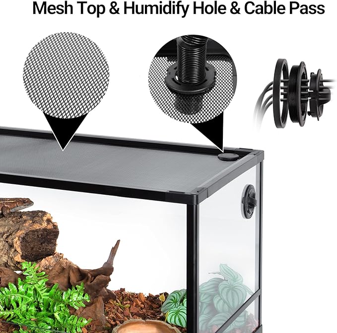 Double Stacked Reptile Tank, 24" x 18" x 44" Tall Reptiles Terrarium, Front Opening, Full Vision, Knock Down, 2 Pack 34 Gallon Glass Cage for Reptile, Bearded Dragon, Lizard, Snake, Gecko-PawvioPets