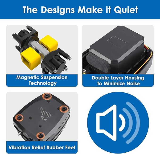 AquaMiracle All-in-One Koi Pond Aerator for Outdoor Ponds up to 1500 Gallons, Pond Air Pump Pond Aeration System with 2-Outlet Manifold Airline Tubing Air Stones Check Valves-PawvioPets