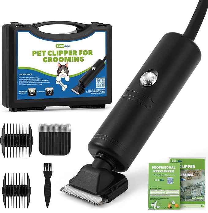 300W Pet Grooming Clippers (2000-6600rpm Stepless Speed Control, Heavy-Duty Commercial Grade, 13ft Power Cord, Low Noise< 50db, with Extra Blade) (300W Stepless Speed Control)-PawvioPets