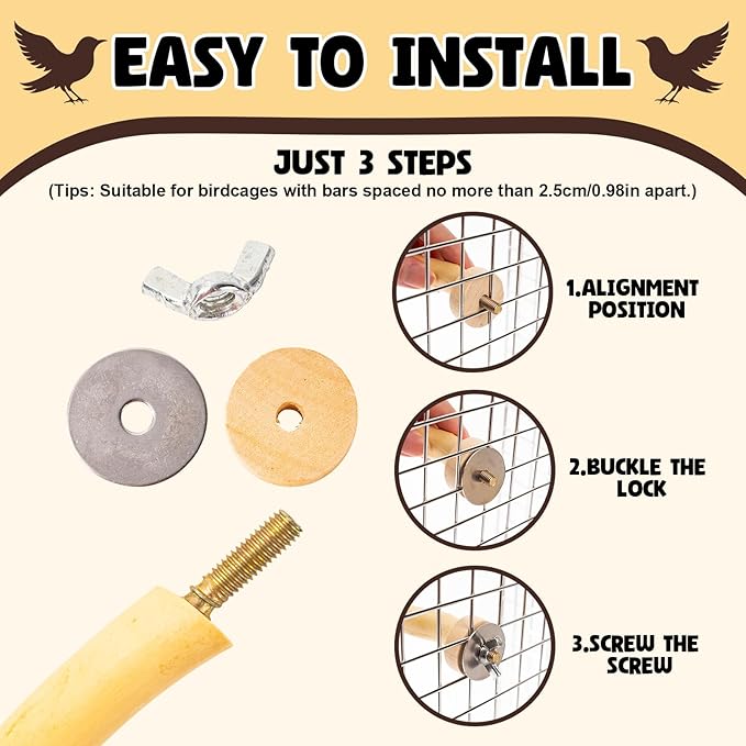 Bird Toys Perch Stand for Cage with Pine Cones, Natural Parrot Toys, Small Chewing Sticks Toys Bird Cage Accessories for Conures Parakeets Cockatoo African Grey Parrots (1PCS)-PawvioPets