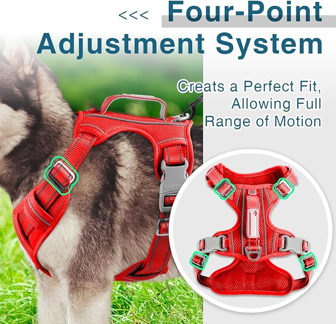 BARKBAY Dog Harness No Pull with ID Tag Pocket - Heavy Duty, Reflective, Easy Control for Large Dogs(Red,XL)-PawvioPets