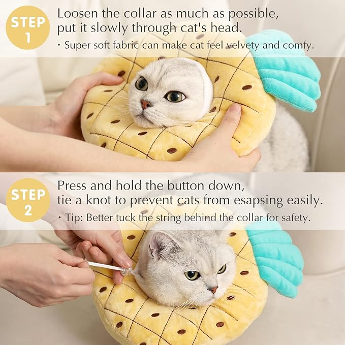ANWA Adjustable Cat Cone Collar Soft, Cute Cat Donut Collar After Surgery, Kitten Recovery Cones to Stop Licking-PawvioPets