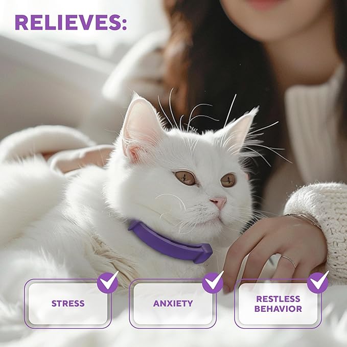 Cat Calming Collar & Pet Anti Anxiety Products - Feline Calm Pheromones Collars & Cats Stress Relief - Helps with Pee, New Zone, Aggression-PawvioPets