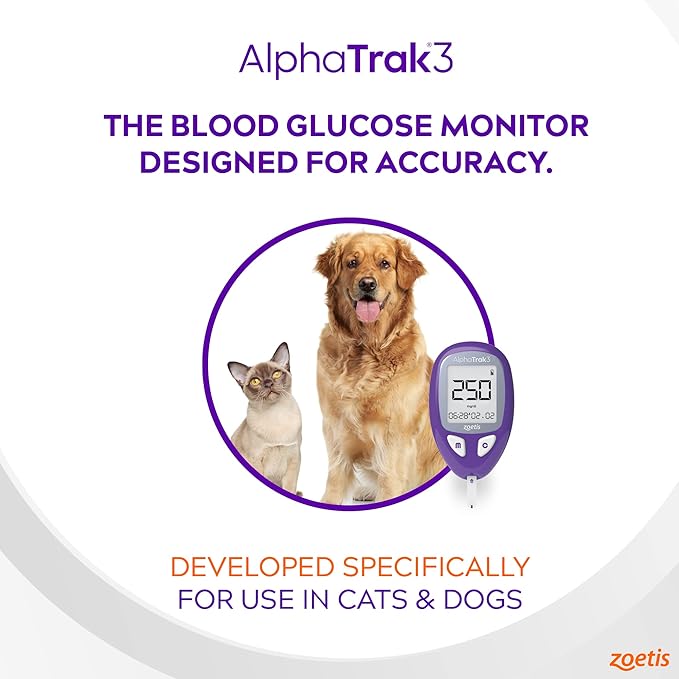 AlphaTrak 3, 8 Piece Pet Blood Glucose Monitoring Kit for Diabetic Cats, Dogs, and Horses All-in-One Solution for in-Clinic Or at Home, with Digital Results-PawvioPets