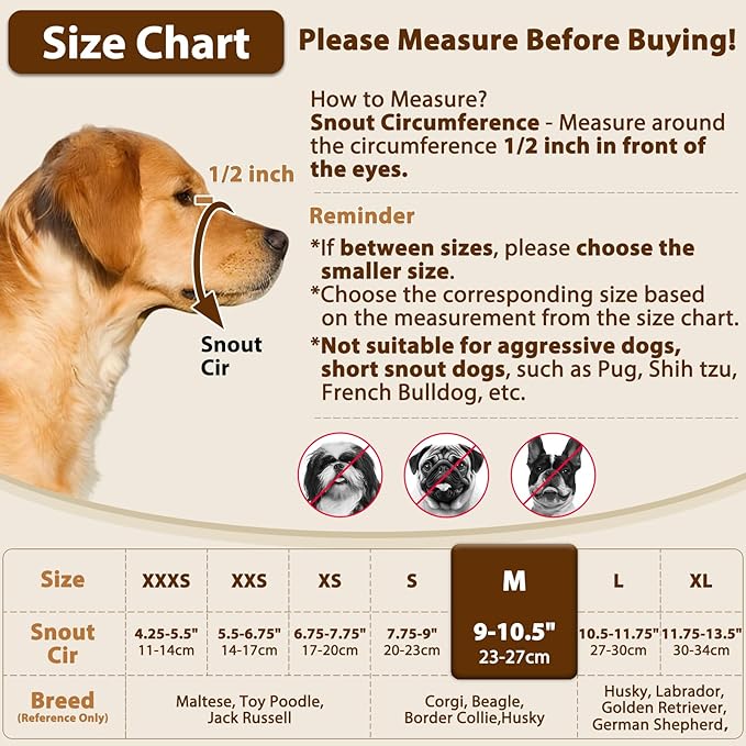 Crazy Felix Nylon Dog Muzzle for Small Medium Large Dogs Dachshund Beagle Poodle Labrador, Air Mesh Breathable and Drinkable Pet Mouth Guard for Anti-Biting Chewing Scavenging(M, Grey)-PawvioPets