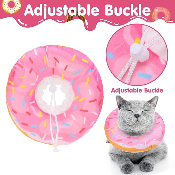 BINGPET Soft Donut Cat & Small Dog Recovery Collar, Adjustable Protective Pet Cone After Surgery-PawvioPets