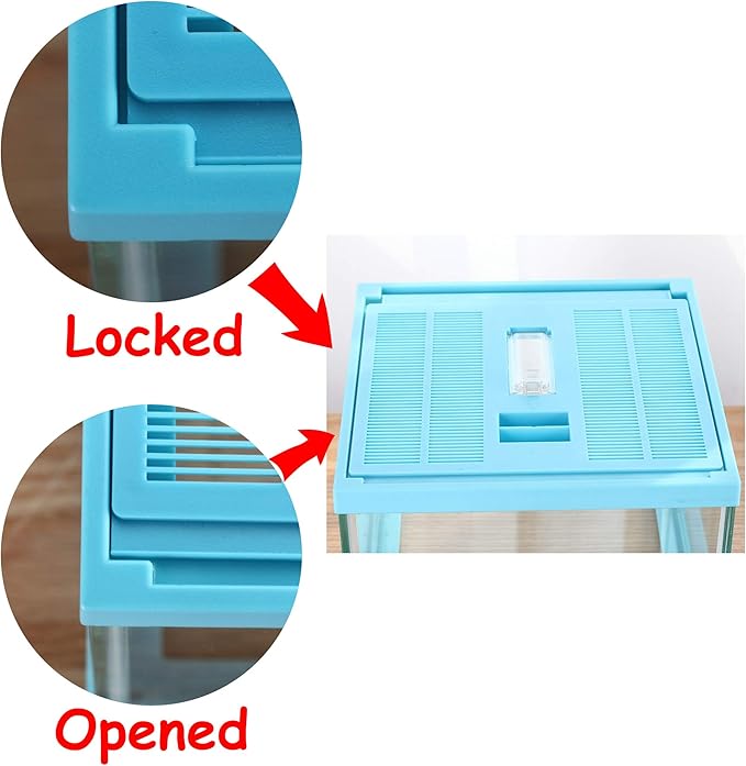 crapelles ReptileTerrarium Color Blue Spider Box, 7.8x7.8x5.9'' Tarantula Container Gecko Habitat Insect Enclosure pet Tank Frog Carrier Snail Hermit Crab House Cricket breeding Geometric Cube Bowl-PawvioPets