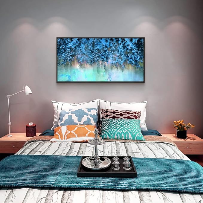 Framed Abstract Canvas Wall Decor For Living Room Wall Decorations For Bedroom Modern Office Wall Decorations Blue Fashion Pictures Artwork Bathroom Canvas Art Prints Kitchen Home Decor 20" X 40"-PawvioPets