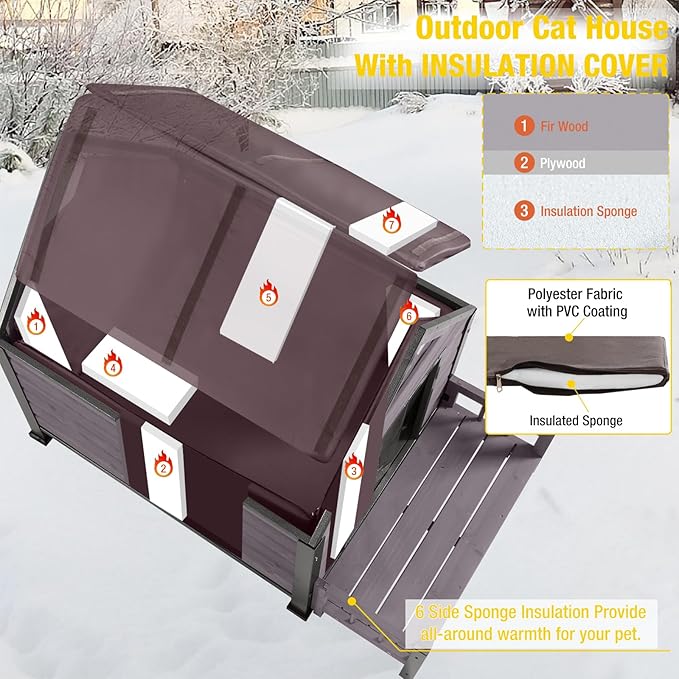 Aivituvin Dog House Outdoor with Metal Frame, Insulated Dog Kennel Outside for Small to Medium Breed, 45" Weatherproof Large Dog Shelter with Anti-Chewing Iron Frame, Grey (45" D x 32.9" W x 32.6" H)-PawvioPets