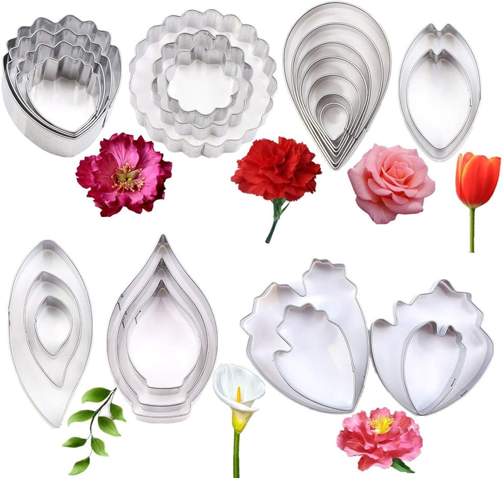 7set Stainless Steel Gum Paste Fower Cutter Set Fondant Flower Leaves Cutter Sugarcraft Cookie Cutter DIY Making Tools for Cake decorating Making Tools for Cake decorating