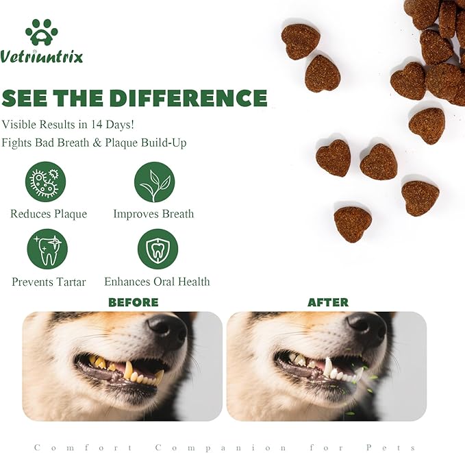 Dog Dental Care Powder - Plaque & Tartar Control with Natural Enzymes, Teeth Cleaning Powder for Dogs with Probiotic, Bad Breath Treatment for Small Medium Large Dogs-PawvioPets