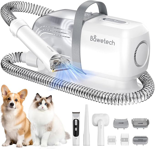 Dog Grooming Vacuum, Bawetech B2 5-in-1 Pet Grooming Kit with Dog Clipper, 11000Pa Suction | 2L Capacity | 113℉ Dryer | Low Noise Pet Hair Removal Tool Pet Supplies, 2025 Upgraded-PawvioPets