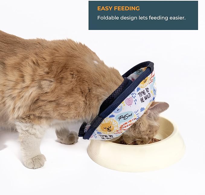 Cat Cone Collar – Colorful Cat Pattern - Lightweight Recovery Cone for Cats, Anti-Lick & Anti-Scratch, Vet Recommended, Elizabethan Collar (Colorful, XS [Neck Girth: 8.6"-12.2"])-PawvioPets