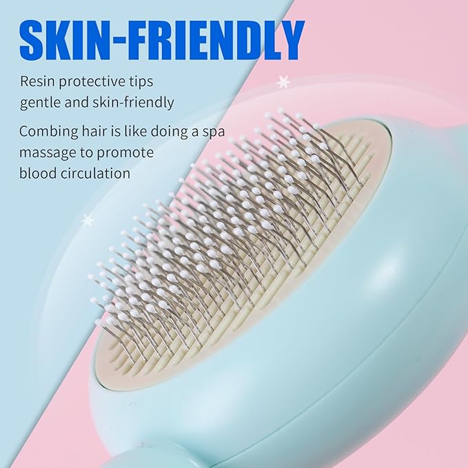 Cat Brush Dog brushes with Release Button for Shedding Grooming, suit for Long or Medium Haired Cats, Lightweight Skin Friendly Pet Brush Hair Removal Comb Brushes for Kitten-PawvioPets