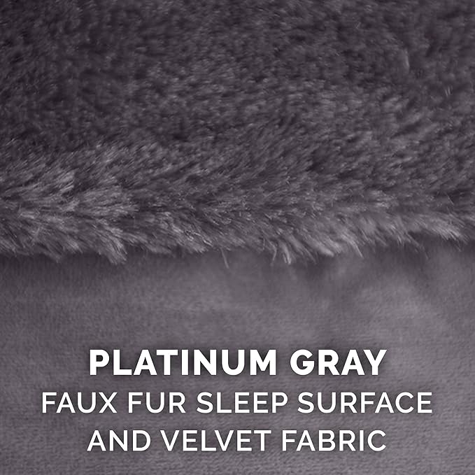 Furhaven Cooling Gel Dog Bed for Large/Medium Dogs w/ Removable Bolsters & Washable Cover, For Dogs Up to 55 lbs - Plush & Velvet L Shaped Chaise - Platinum Gray, Large-PawvioPets