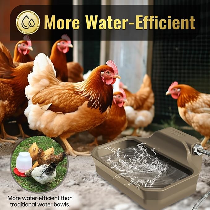 135OZ Automatic Water Dispenser for Dogs Patented Automatic Dog Water Bowl Fit 3/4'' GHT Male Faucet Outdoor Large Dog Water Bowl Include Water Hose Copper Connector Large Drinking Area Brown-PawvioPets