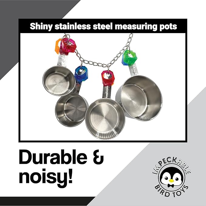 1410 Stainless Pot Delight from Parrots Cockatiels Conures Budgies Macaws Lovebirds African Greys Parrot Toys Stainless Foraging Chew Treat Noise-Making Fun Sensory Enrichment.-PawvioPets