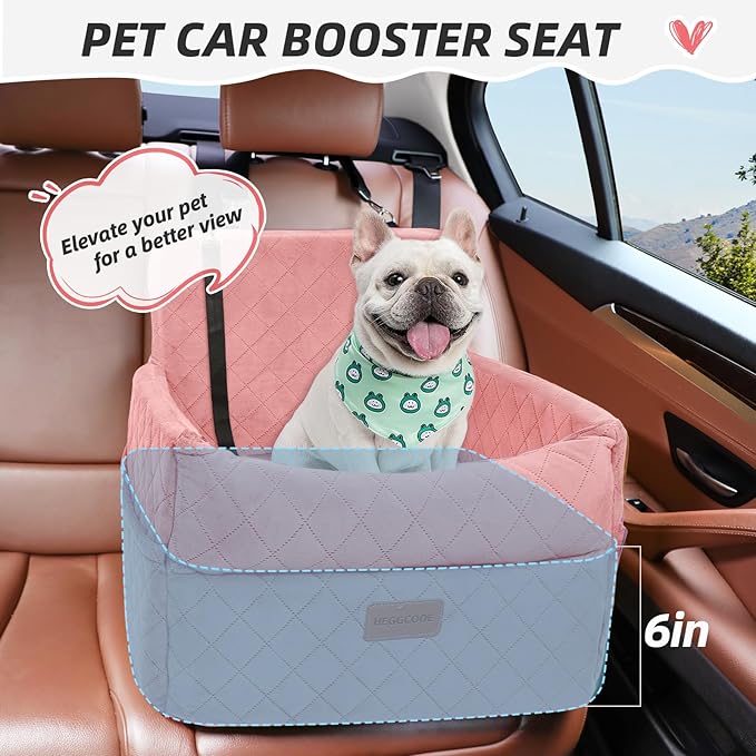 Dog Car Seat for Small Medium Dogs, Memory Foam Puppy Dog Booster Seat with Thick Cushion for Dogs Under 35lbs, Detachable Washable Pet Car Seat Travel Bed with Storage Pockets,2 Safety Belts-PawvioPets