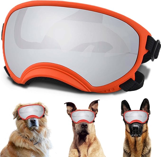 Dog Sunglasses, Large, UV Protection, Adjustable Strap, Soft Foam, Black-PawvioPets