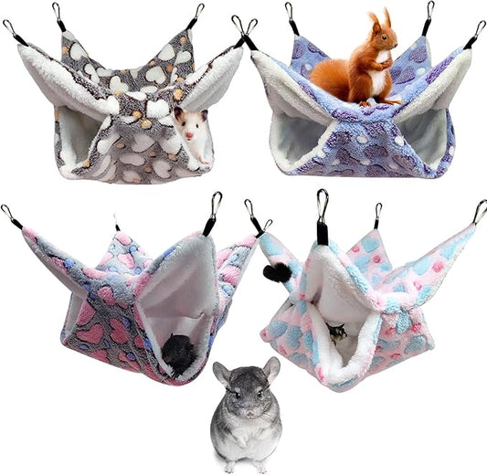 4Pcs Rat Guinea Pig Hanging Hammock Ferret Hanging Bed Pet Cage Hammock Accessories for Small Animals Chinchilla Parrot Sugar Glider Ferret-PawvioPets