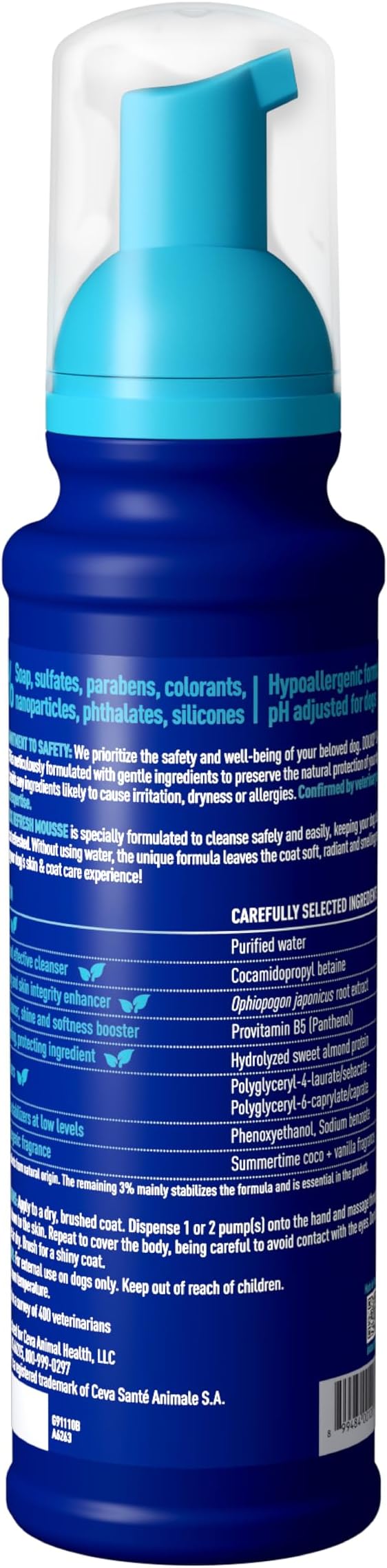 DOUXO® Skin & Coat SPA - Ultra-Safe Quick Refresh Leave-on Mousse for Dogs, 10 fl oz, Safely Cleans and Refreshes, Leaves The Coat Soft, Radiant and Smelling Great, Skin-Friendly Formula-PawvioPets