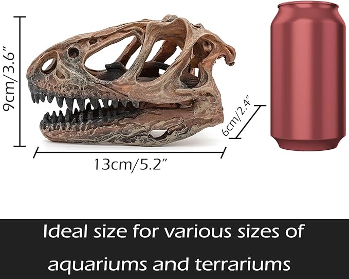 Fish Hideout Aquarium Décor Decorations Dinosaur Skull Fish Tank Decor Cave Dinosaur Skull Betta Animal Halloween Large Tarantula Reptile Bones Snake for Terrarium Ornament-PawvioPets