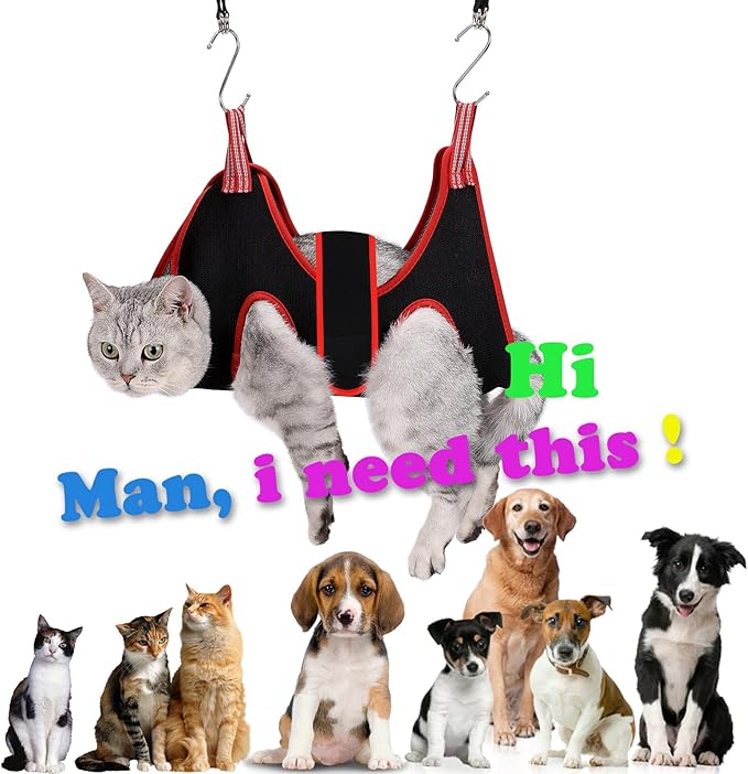 Cat Grooming Hammock Harness for Small Dogs,Pet Hammock Restraint Bag,Dog Grooming Sling for Trimming Nail and Ear/Eye Care(XS Size,6.5")-PawvioPets