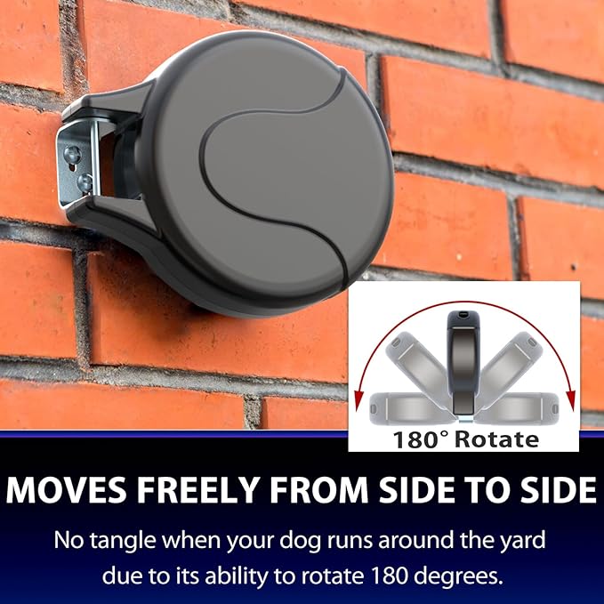30ft Wall Mount Retractable Dog Tie Out Cable for Small to Large Dogs Between 20-75 lbs, Patented Retractable Dog Lead Great for Yard/Garden - Durable for 70,000 Cycles (Black, 30ft)-PawvioPets