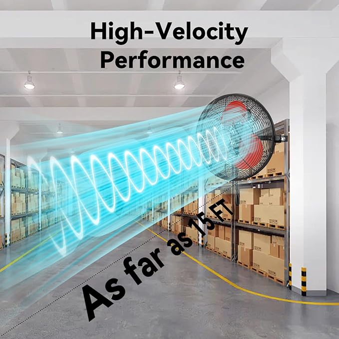 12 Inch Wall Fan Pro Series - Indoor High Velocity Wall Mount Fan for Commercial, Residential, Warehouse, Covered Patio, Shop, Garage, Barn, Gazebo 3 Speed 2800 CFM UL Safety Listed-PawvioPets