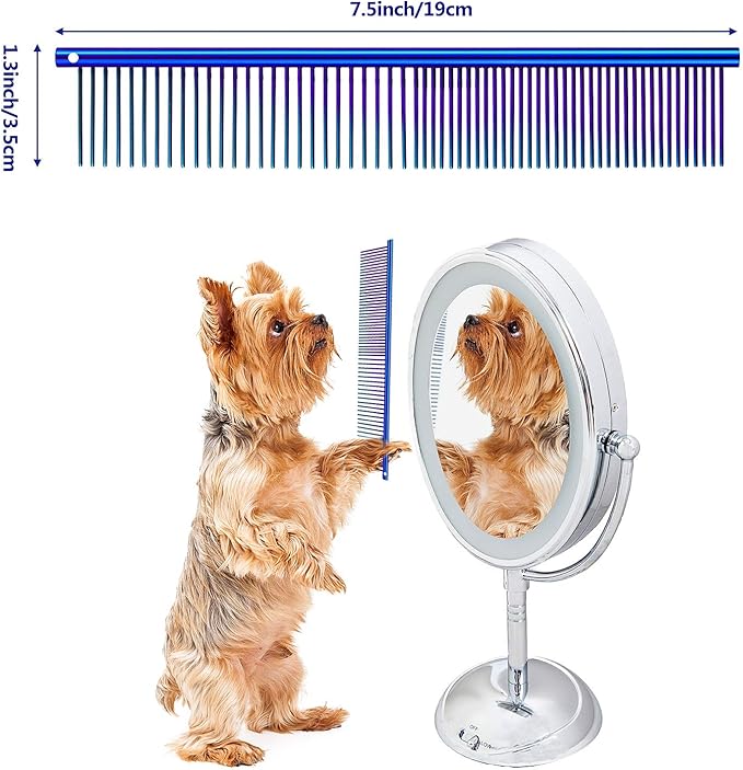 3 Pcs Stainless Steel Combs for Matted Hair - Grooming Clippers with Guide Combs for Removing Tangles and Knots in Long Haired Dogs and Cats-PawvioPets