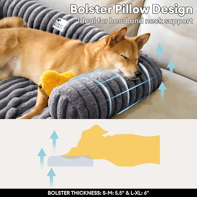 FUNNY FUZZY Pet Couch Cover for Sofa, Calming Dog Bed for Couch, Fluffy Plush Dog Couch Mat for Furniture Protector for Large Medium Small Pets, 47×37 in, Dark Grey-PawvioPets