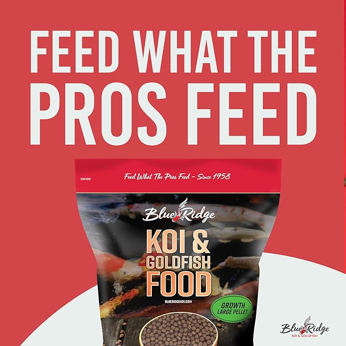 Blue Ridge Koi Fish Food 5lb - Koi Food Large 3/16" Growth Formula, Goldfish Food, Premium Fish Food for Ponds, Ponds Fish Food, Floating Pond Pellets-PawvioPets