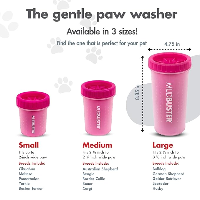 Dexas MudBuster Portable Dog Paw Cleaner, Pink Large Pet Supplies and Accessories-PawvioPets