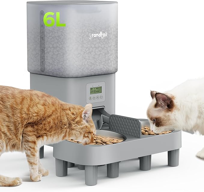 Automatic Cat Feeder for Pets, Programmable Meal Dispenser, for Timed Meals for Up to Cats & Dogs Including Dual Power Supply, and Capacity for 4 Meals Daily-PawvioPets