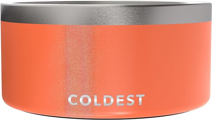 Coldest Dog Bowl - Anti Rust Metal, Non Slip, 3 Layers Insulated Stainless Steel Dog Bowls - Spill Proof & Heavy Duty - Water Bowl for Dogs, Cats & Pets, Dish Washer Safe (200 oz, Candy Red Glitter)-PawvioPets