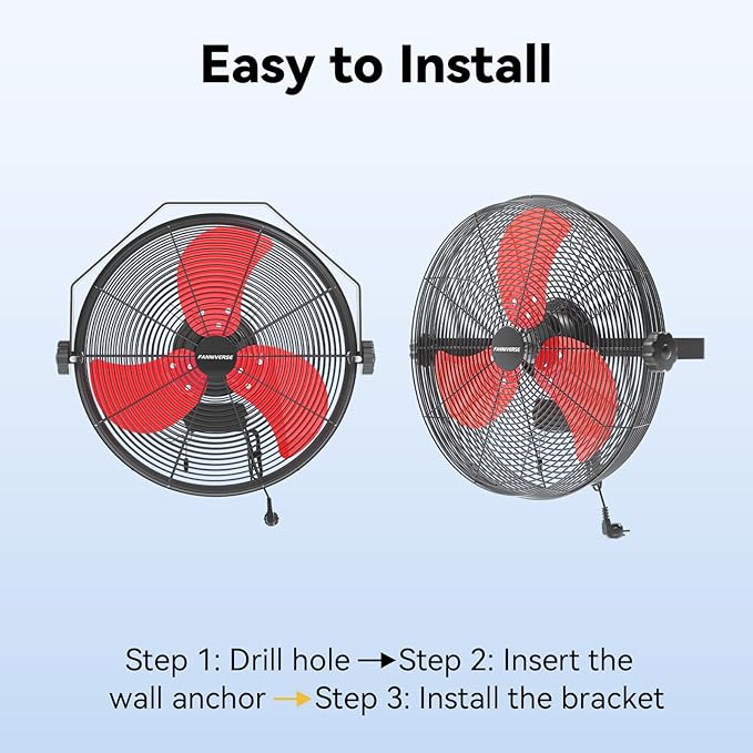 18 Inch Wall Fan Pro Series - 4900 CFM 3 Speed High Velocity Industrial Wall Mount Fans for Commercial, Residential, Warehouse, Covered Patio, Shop, Garage, Barn, Gazebo UL Safety Listed-PawvioPets