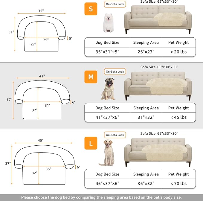 Calming Dog Bed Fluffy Plush Dog Mat for Furniture Protector with Removable Washable Cover for Large Medium Small Dogs and Cats (Medium, Beige)-PawvioPets