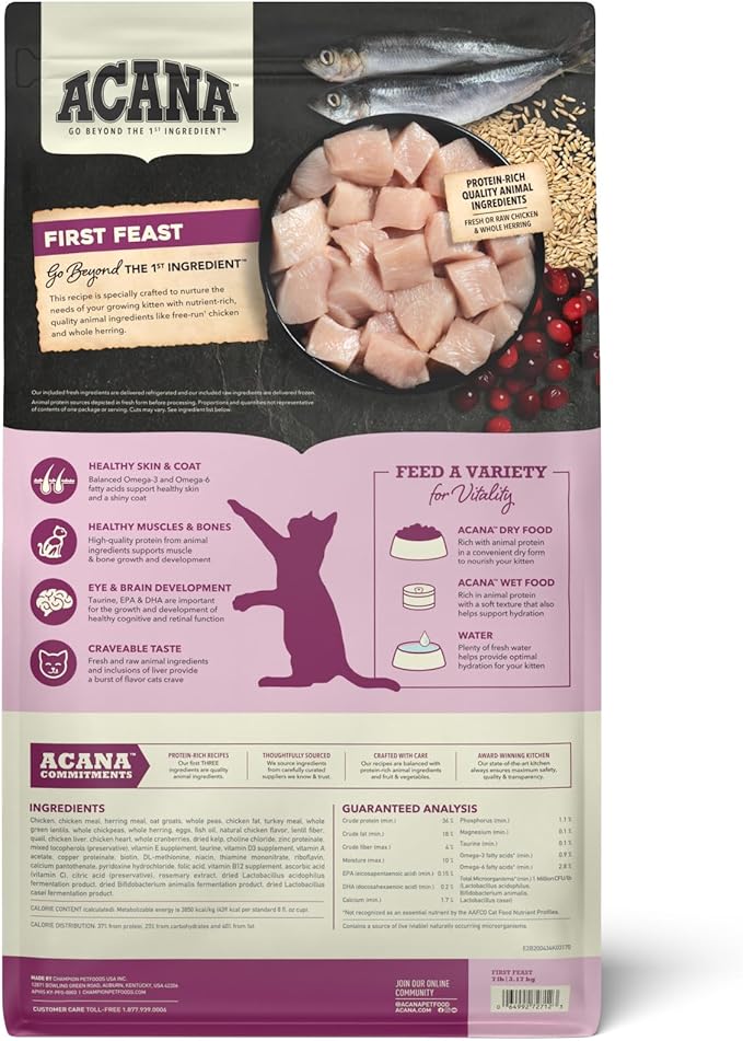 ACANA Dry Cat Food for Kittens First Feast Chicken and Fish 7lb Bag-PawvioPets