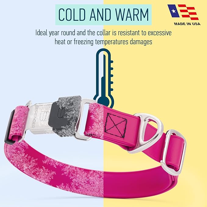 Dogline Biothane Waterproof Dog Collar with Herm Sprenger Black Stainless Steel Quick Release Buckle – Heavy Duty Tactical Durable Collar for Dogs – Comfortable, Safe Pet Collar W3/4" L12-19 Magenta-PawvioPets