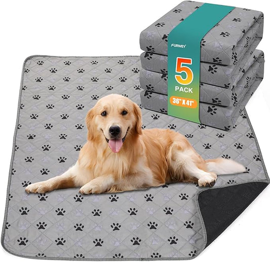 5 Pack Large 36"X41"Washable Pee Pads for Dogs Super Absorbent Dog Training Pads Non-Slip Waterproof Pet Training Pads Mats Whelping Pads for Dogs Cats Puppy-PawvioPets