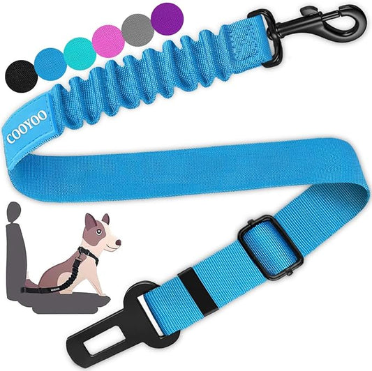 COOYOO Dog Seat Belt, Durability Retractable Dog Car Harness Adjustable Dog Seat Belt for Vehicle Nylon Pet Safety Seat Belts Heavy Duty & Elastic-PawvioPets