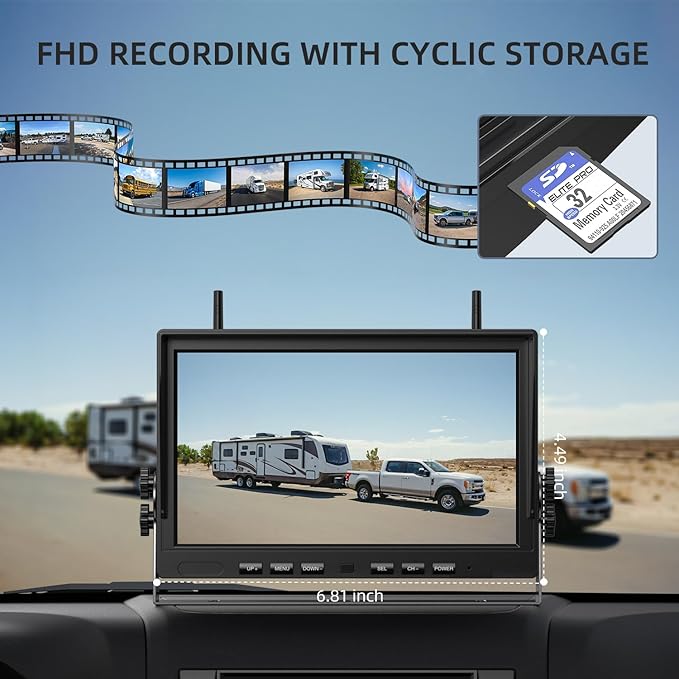 eRapta 4 Wireless Backup Camera Magnetic: 10.1" IPS Full-Size DVR Monitor, Install-Free RV Camera System with IR Night Vision, Built-in 9600mAh Battery for RV/Camper/Truck/Trailer/Tractor ACT104-PawvioPets