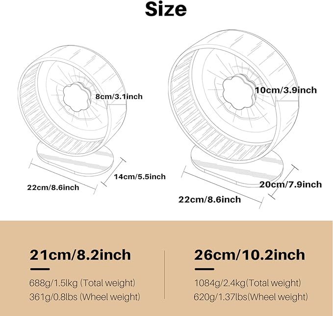 Bucatstate Hamster Exercise Wheel Super-Silent with Adjustable Base Dual-Bearing Cage Accessories Quiet Spinning Running Wheel for Dwarf Syrian Hamster Gerbils and Other Small Animals-PawvioPets