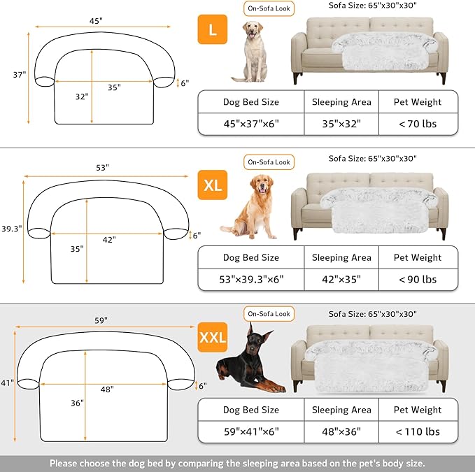 GGIB Calming Dog Bed Fluffy Plush Dog Mat for Furniture Protector with Removable Washable Cover for Large Medium Small Dogs and Cats (Extra Extra Large, Light Grey)-PawvioPets