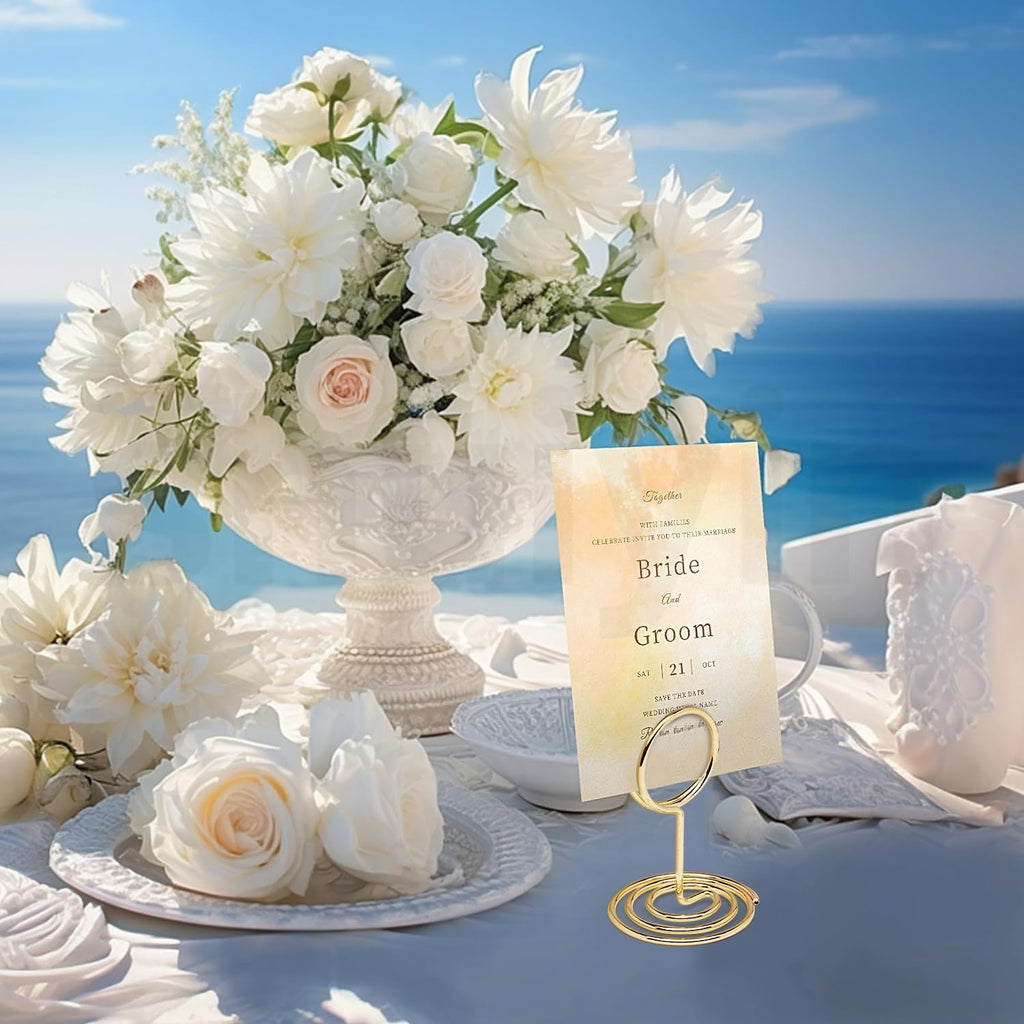 30PCS Table Number Holders Place Card Holder - Photo Holders for Tables, Cards Stand Name Menu Clips,Small Table Sign Holders for Wedding Anniversary Birthday Party (Gold)