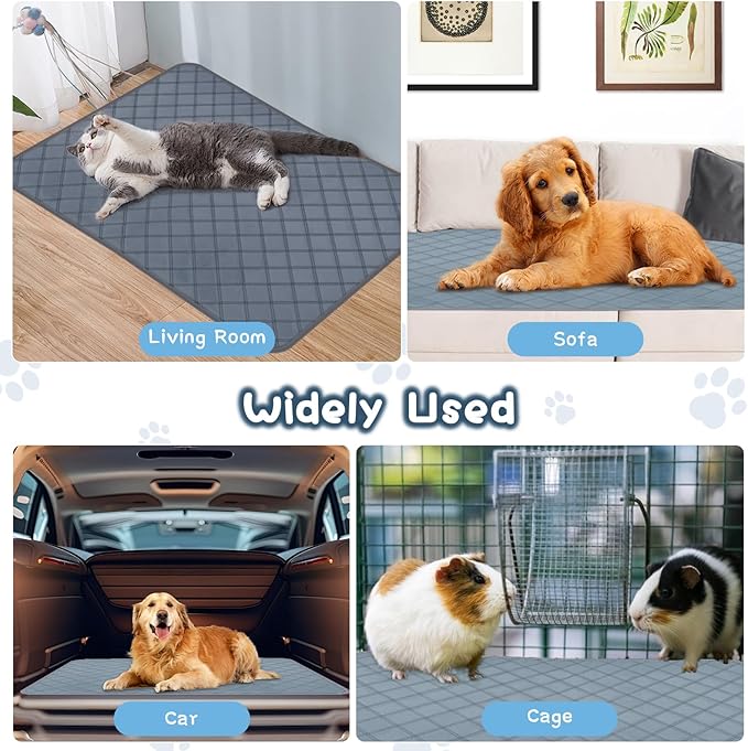 3 Packs Washable Guinea Pig Cage Liners, Waterproof Guinea Pig Pee Pads Reusable Absorbent Bedding Anti Slip Mats for Small Animals Bunny Rabbit Hamster (47 x 24in)-PawvioPets