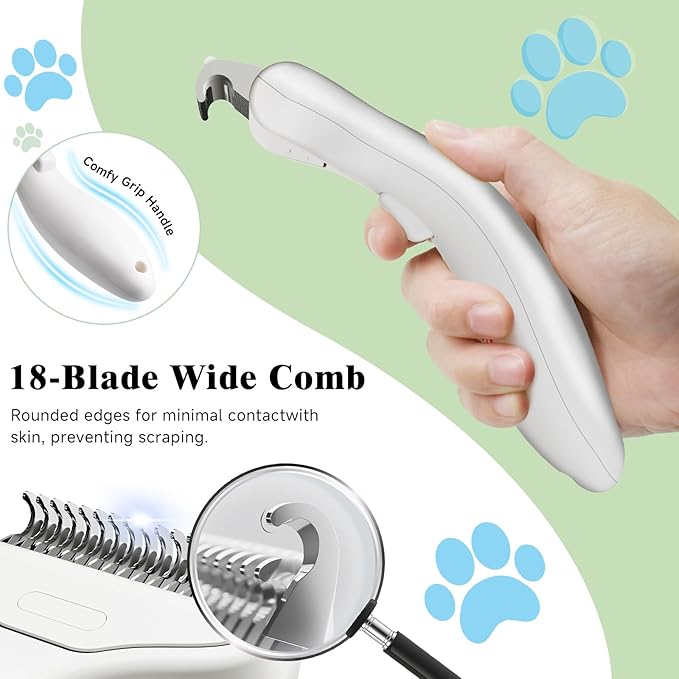 3-in-1 Pet Steam Brush Set for Dogs & Cats, Grooming Comb with Spray, Defur Tool, Water-Assisted Hair Removal, Spritz Brush, Multi-Purpose Kit, Undercoat Rake, Deshedding Brushes, Dematting Brush.-PawvioPets