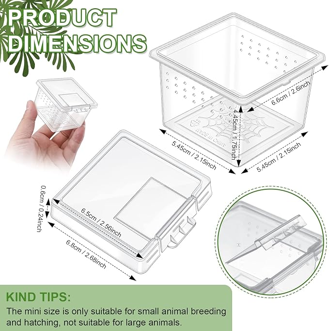 20 Pcs Insect Spider Terrariums Breeding Box Small Reptile Hatching Container Transparent Cricket Keeper Breeder Box Feeding Spider Cage with Lid for Scorpion Gecko Tortoise Centipede Tarantula-PawvioPets
